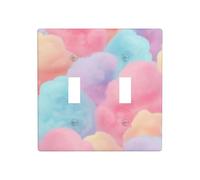 Cotton Candy Double interrupteur à bascule Couleurs pastel Décoration murale Taille standard 11,4 x 11,4 cm
