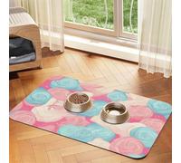 Cotton Candy Tapis d'alimentation pour animal domestique 40 x 60 cm, tapis absorbant pour gamelle de nourriture et d'eau, tapis de nourriture pour chat en cuir synthétique, tapis imperméable à séchage
