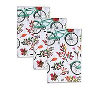 Cotton Carnival Torchons De Cuisine, Torchons De Cuisine Imprimés, Torchons 100% Coton Filé À l'anneau, Torchons Super Absorbants |Vélo|Torchons De Cuisine Lot De 3