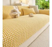 Cotton Checked Sofa Cover 1 2 3 4 Seater, All-Season Non-Slip Couch Cover