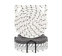 Cotton Coasters 4 Pieces Absorbent Boho Design 4件套棉绳杯垫加底座 猫咪造型杯垫棉绳编织 隔热垫餐垫