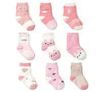 Cotton Coming Rose Coton Bébé Fille Chaussettes Naissance, 9 Paires Mignon Chaussettes pour bébés Filles (3-4 ans,EU23-26)
