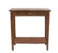 COTTON CRAFT Console d'appoint en bois massif sculptée à la main - Table d'entrée avec tiroir à traction et étagère en métal - Petit espace moderne de ferme assemblage facile - 81,3 x 81,3 x 35,6 cm