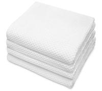 Cotton Craft Euro Spa Lot de 4 Serviettes de Bain à Tissage gaufré surdimensionnées, Pur Coton filé à l'anneau, 76,2 x 142,2 cm, Blanc