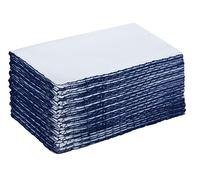 COTTON CRAFT Lot de 12 serviettes de table en coton doux - Serviettes absorbantes et réutilisables pour décoration de table, fêtes, usage quotidien - Blanc avec bordure bleue - 43 x 43 cm