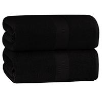 COTTON CRAFT - Lot de 2 draps de Bain Luxueux surdimensionnés pour hôtel - Noir - 100% Coton filé à l'anneau - 40 x 80 cm - Poids Lourd 700 g - Construction à 2 Plis - Très Absorbant - Entretien