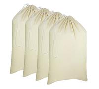 COTTON CRAFT - Lot de 4 sacs à linge extra larges en toile de coton robuste - Coton naturel - 71,1 x 91,4 cm - Polyvalents - Multi-usage - Sac de Père Noël