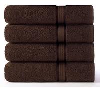 COTTON CRAFT Lot de 4 Serviettes de Bain de Luxe Ultra Douces en Coton filé à l'anneau, 580 g/m², Lourdes, 76,2 x 137,2 cm, Marron Chocolat