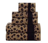 Cotton Craft Lot de 6 Serviettes de Bain 100% Coton Jacquard, à imprimé Animal Safari, 2 Serviettes de Bain, 2 essuie-Mains, 2 débarbouillettes, Super Douces, à séchage Rapide, absorbantes