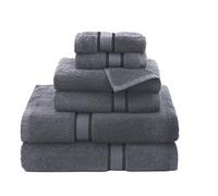 COTTON CRAFT Lot de 6 Serviettes de Luxe Ultra Douces en Coton filé à l'anneau, 580 g/m², Lourdes, 2 Serviettes de Bain, 2 essuie-Mains, 2 débarbouillettes, Gris Anthracite