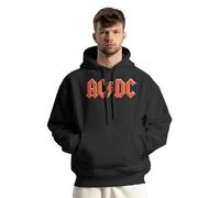 cotton division Legend Icon Officiel AC/DC Logo imprimé Hooded Sweatshirt Homme -Coupe Standard Winter Wear avec Capuche à Cordon de Serrage et Poche Kangourou,Logo_Noir,Medium
