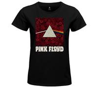 cotton division Legend Icon Officiel Pink Floyd imprimé T-Shirt pour Femme Col Ras du Cou Manches Courtes Coton Coupe régulière,Flowers Pink Floyd_Noir,L