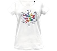 cotton division Looney Tunes « That's All Folks Rainbow » WOLOONETS088 T-Shirt Femme, Blanc, Taille L