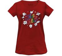 cotton division Looney Tunes « That's All Folks Rainbow » WOLOONETS088 T-Shirt Femme, Rouge, Taille S