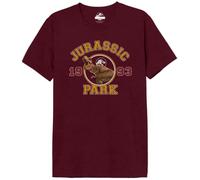 Cotton Division Official Jurassic Park citations en vedette imprimé T-Shirt pour homme Col ras du cou manches courtes coton doux coupe régulière tee shirt,Schoolish Logo 1993_Bordeaux Melange_1,Medium