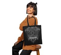 Cotton Division Officiel AC/DC Logo imprimé 100% coton |Réutilisable | Longue poignée | Voyages et achats |Sac fourre-tout 38 * 40 CM, Black Ice_Black_1, Taille unique