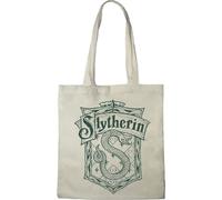Cotton Division Officiel Harry Potter Logo imprimé 100% coton |Réutilisable | Longue poignée | Voyages et achats |Sac fourre-tout 38 * 40 CM, Slytherin_Beige_1, Taille unique