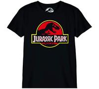 cotton division Officiel Jurassic Park Logo imprimé T-Shirt pour garçons - Col Rond Manches Courtes Coton Doux Confortable Mode Active pour Enfants,Logo_Noir_2,14 Ans
