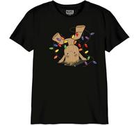Cotton Division Officiel Marvel Groot imprimé T-Shirt pour Garçon Col Ras du Cou Manches Courtes Coton Coupe régulière,Baby Groot with Lighting Chirstmas_Noir, Taille 12 Ans
