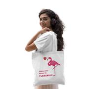 Cotton Division Officiel Republic of California Single and Ready to Flamingle imprimé 100 % coton |Réutilisable |Longue poignée| Voyages et achats|Sac fourre-tout 38*40 CM,Single_White_1,Taille unique
