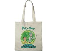 cotton division Officiel Rick and Morty Caractères imprimés 100% coton |Réutilisable | Longue poignée | Voyages et achats |Sac fourre-tout 38 * 40 CM, Peace Among Worlds_Beige_1, Taille unique