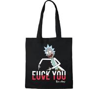 cotton division Officiel Rick and Morty Love You Printed imprimés 100% coton |Réutilisable | Longue poignée | Voyages et achats |Sac fourre-tout 38 * 40 CM, Fcuk_Black_1, Taille unique