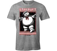 cotton division T-Shirt Homme Ghostbusters «FLATMALLOW», Reference : MEGHOSDTS037, Gris Melange, Taille XL