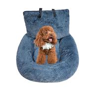 Cotton Dog Car Seat, Soft Booster Bed, 0.23in Detachable Plush Cushion, Washable Cozy Design, Built in Safety Leash Strap for Travel Vehicles, Road Trips, Pets, Cars, Trucks, Pickups