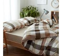 Cotton Duvet Cover Queen Size Gingham Stripe Design, Soft Striped Duvet Cover with Zipper Closure, Modern Comforter Cover for Bedroom, Guest Room & Dorm (AI,1.8M)