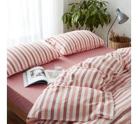 Cotton Duvet Cover Queen Size Gingham Stripe Design, Soft Striped Duvet Cover with Zipper Closure, Modern Comforter Cover for Bedroom, Guest Room & Dorm (AL,1.8M)