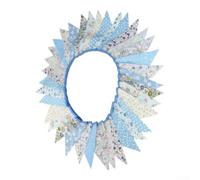Cotton Fabric Flag Banner 10m Washable Reusable(Blue) | cotton material, washable reusable, 36 floral flags, 10m total length, sweet vibe