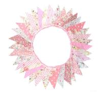 Cotton Fabric Flag Banner 10m Washable Reusable(Pink) | cotton material, washable reusable, 36 floral flags, 10m total length, sweet vibe