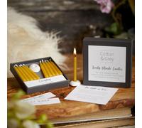 Cotton & Grey Bougie Twenty Minute Candles. Dix bougies en cire d'abeille pure, support en céramique et 10 cartes d'affirmation pour la relaxation et le bien-être.