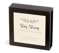 Cotton & Grey Lot de 12 bougies Twenty Minute avec support en céramique Cire d'abeille Inscription Stay Strong In Loving Memory