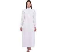 Cotton Lane Blanc À Col Vintage Pur Coton Chemise De Nuit