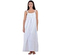 Cotton Lane Cousu Main 100% Coton Taille Plus Chemise De Nuit -Tailles UK 8 À 38 (Orné De Dentelle Et Pin-Plissés)