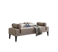 Cotton-Linen Bed End Bench - Upholstered Accent Seat with Bolster Pillows, Sturdy Solid Wood Legs, Modern Design for Bedroom, Living Room, Entryway(E,150x40x45cm)