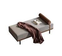 Cotton-Linen Upholstered Bed Bench with Cylindrical Bolster - Modern End Seat for Bedroom, Living Room, Hallway Sturdy Solid Wood Legs(C,180x40x42cm)
