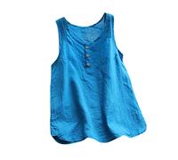 Cotton Linen Vest Tops Women Summer Tank Tops Trendy Plain Sleeveless Loose Fit Blouse Mothers Day Mum Gifts B-96