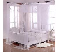 Cotton Loft Moustiquaire de lit Transparente 4 poteaux - Blanc - Taille Unique