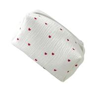 Cotton Makeup Bag - Makeup Bag | Women's Cosmetic Bags, Travel Toiletry Bags, Cosmetic Organizer for Jewelry and Lipstick, Elegant Travel Case, Red Love, riferimento alla descrizione, Se référer