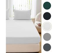 Cotton Market Drap Housse 220x200 cm - Drap Housse avec Bonnet 25 cm - Coupes de 25 cm pour Matelas épais - Jersey Coton - Blanc