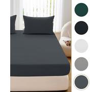 Cotton Market Drap Housse 90x200 cm - Drap Housse avec Bonnet 25 cm - Coupes de 25 cm pour Matelas épais - Jersey Coton - Graphite