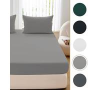Cotton Market Drap Housse 90x200 cm - Drap Housse avec Bonnet 25 cm - Coupes de 25 cm pour Matelas épais - Jersey Coton - Gris