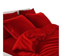 Cotton Market Housse de Couette 135x200 cm - Couette avec 1 Taies d'oreiller 70x80 cm - Linge de Lit et Oreillers - Parure de Lit - Certifié Oeko-Tex - 2 pièces Set - Rouge