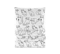 Cotton Market Housse de Couette 155x200 cm - Couette avec 2 Taies d'oreiller 70x80 cm - Linge de Lit et Oreillers - Parure de Lit - Certifié Oeko-Tex - 3 pièces Set - Pistache - Blanc, Chats