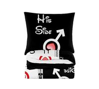Cotton Market Housse de Couette 155x200 cm - Couette avec 2 Taies d'oreiller 70x80 cm - Linge de Lit et Oreillers - Parure de Lit - Oeko-Tex - 3 pièces Set - Pistache - Blanc et Noir, Sien et Vôtre