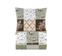 Cotton Market Housse de Couette 155x200 cm - Couette avec 2 Taies d'oreiller 70x80 cm - Linge de Lit et Oreillers - Parure de Lit - Certifié Oeko-Tex - 3 pièces Set - Blanc et Vert, Roses