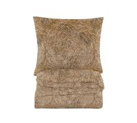 Cotton Market Housse de Couette 155x220 cm - Couette avec 2 Taies d'oreiller 70x80 cm - Linge de Lit et Oreillers - Parure de Lit - Oeko-Tex - 3 pièces Set - Beige - Paille