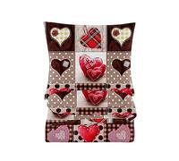 Cotton Market Housse de Couette 200x200 cm - Couette avec 2 Taies d'oreiller 70x80 cm - Linge de Lit et Oreillers - Parure de Lit - Certifié Oeko-Tex - 3 pièces Set - Pistache - Rouge et Brun, Cœur
